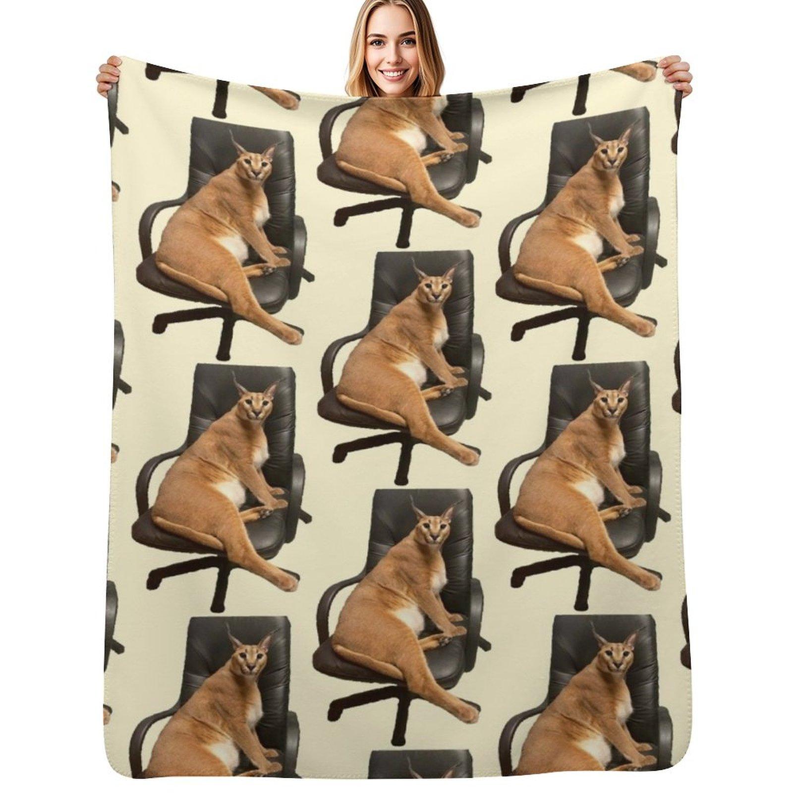 Big Floppa chair Throw Blanket Cozy Light Blanket for Travel Camping Picnic Size: 75*100cm, Weight: 230 GSM