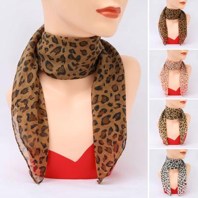 Women Scarf Leopard Print Thin Chiffon Scarf Lightweight Breathable Korean Style Scarf Travel Accessory