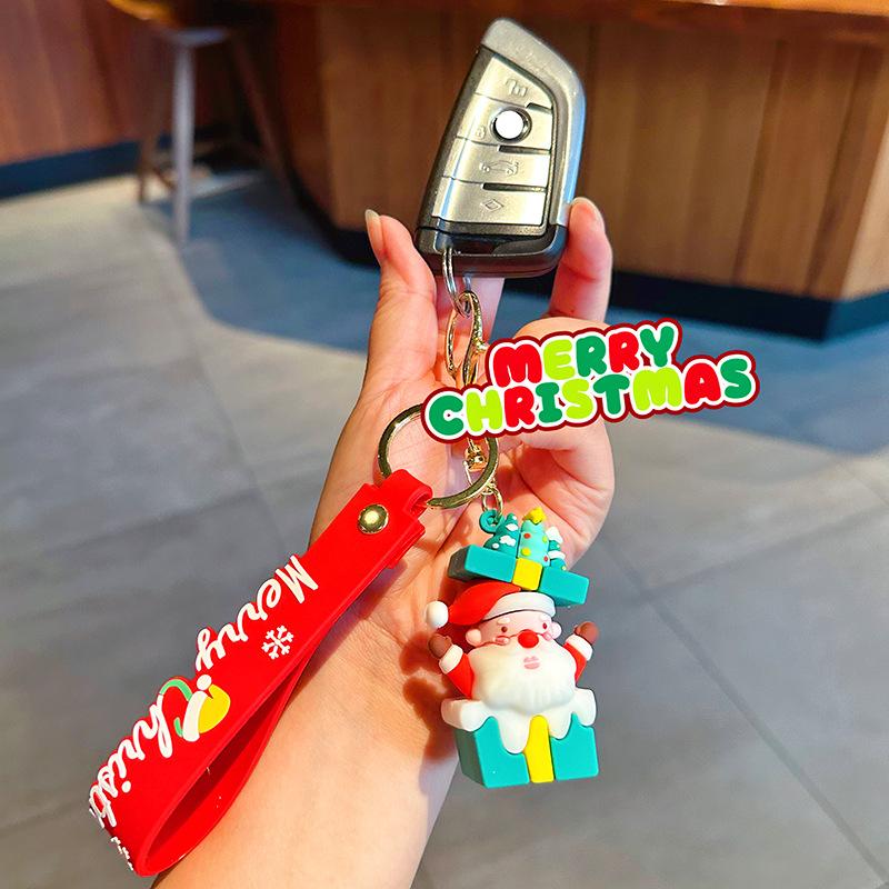 Santa Claus Keychain Christmas Small Gift Student Schoolbag Pendant Cartoon Christmas Tree Three-Dimensional Doll Pendant