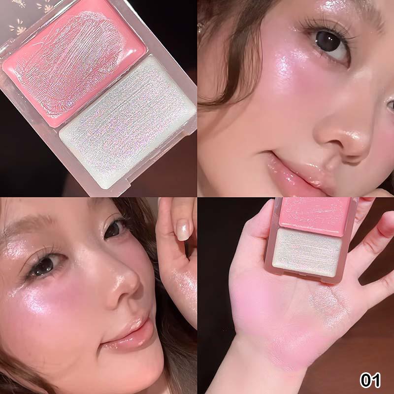Cappuvini Water Light Blush Cream Moisturizing Orange Pigment Blush Palette Natural Color Cheek Tint Brighten Face Contouring