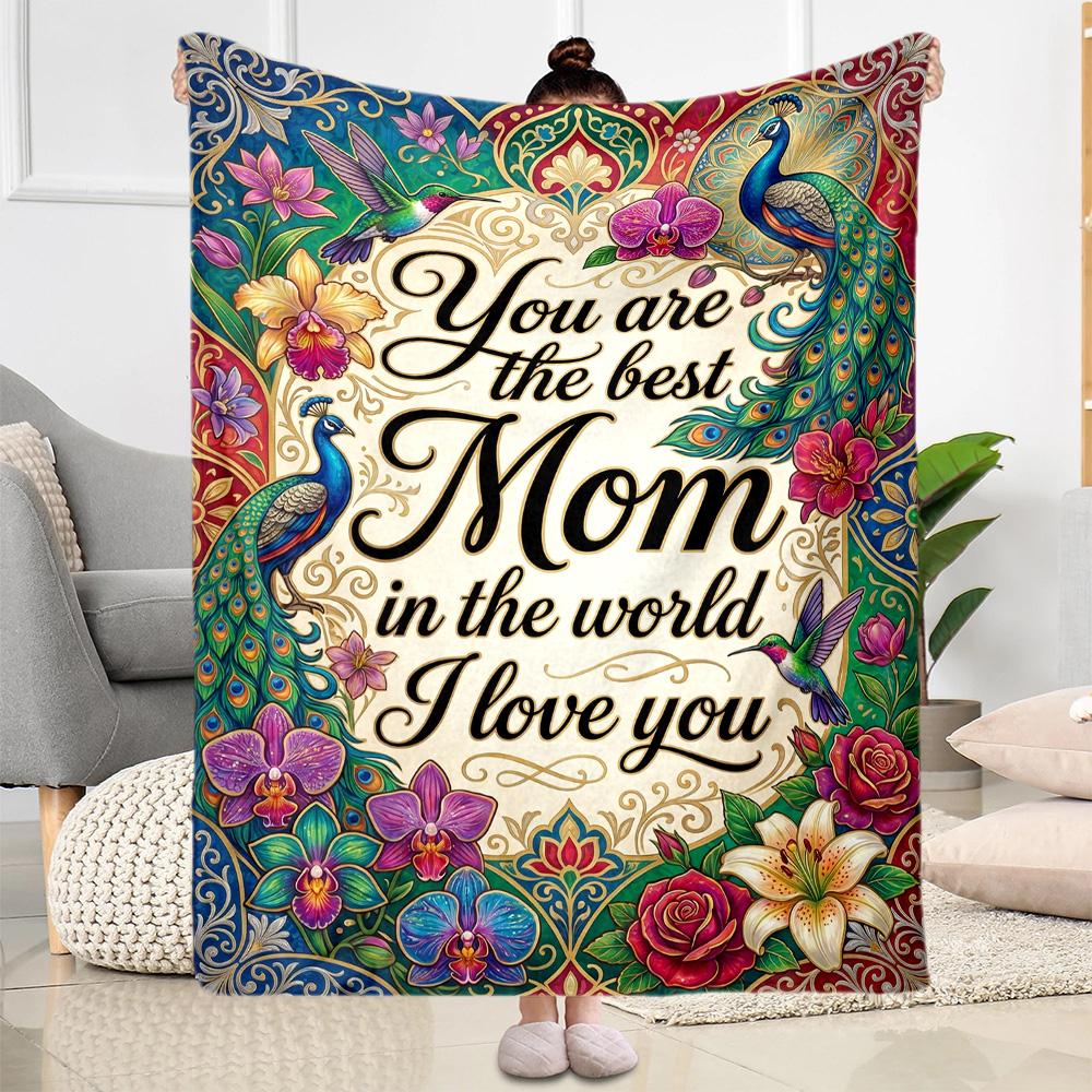 Best Mom In The World Flannel Blanket-Soft and Suitable for Sofas,Beds,Offices,Travel,All Seasons,Great Gift for Holidays and Birthdays.