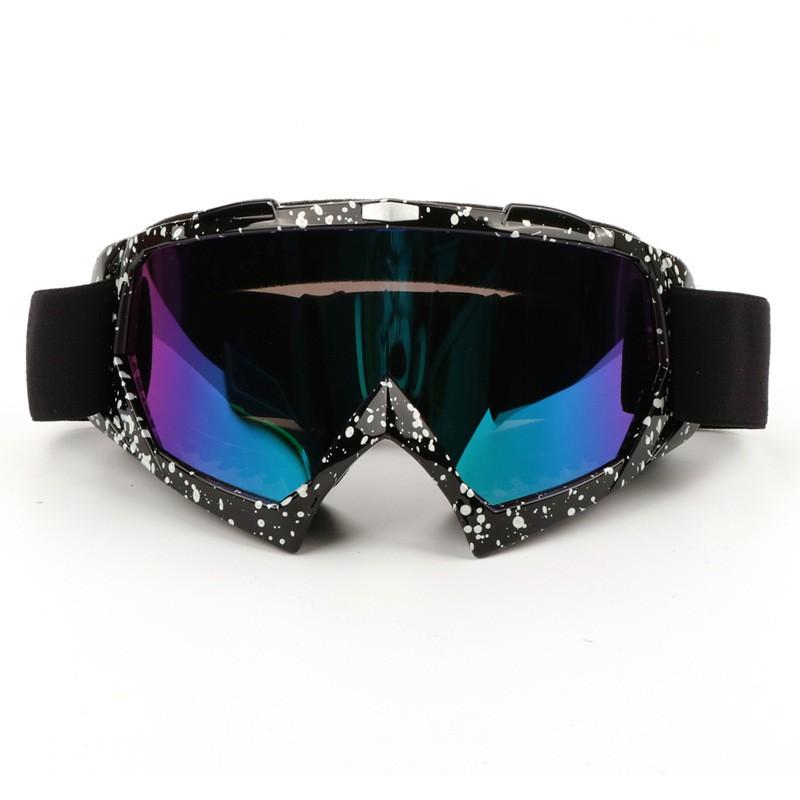Cycling Protective Goggles Safety Windproof Dustproof Motorcycle ATV Off-Road Eyewear Men Women Sport Riding Skiing Matte Black Frame, White Dot, Amber Lens