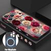 Oil Painting Rose Flowers Case For iPhone 17 Pro Max Magnetic For Magsafe Silicone Cover For iPhone 16 Pro Max Funda iPhone 15 14 13 12 11 16E