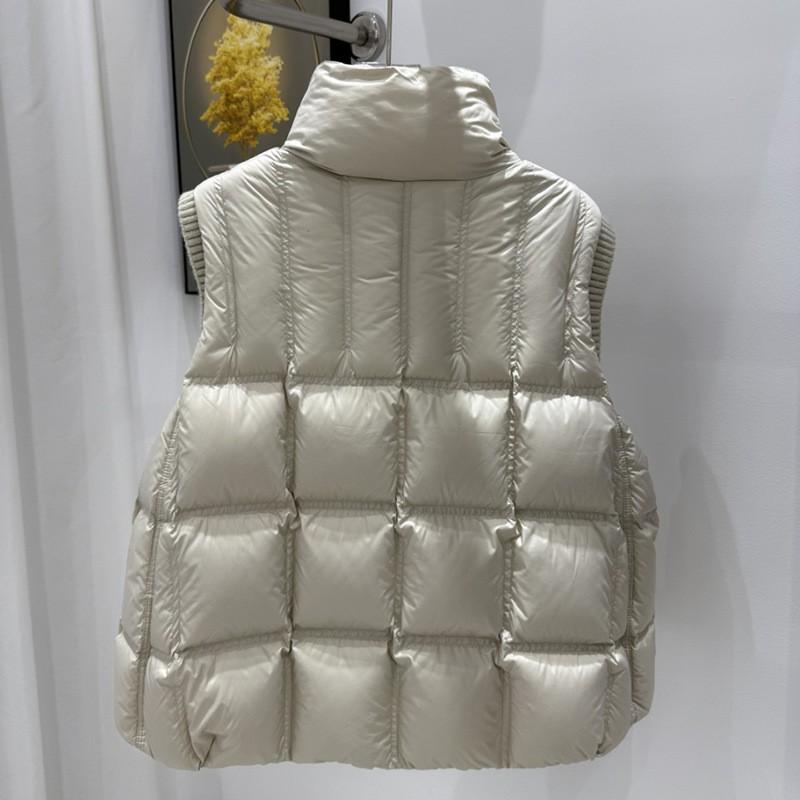 Womens 90% White Duck Down Vest With Knit Sleeve Panels Warm Slim Fit Puffer Winter 2026