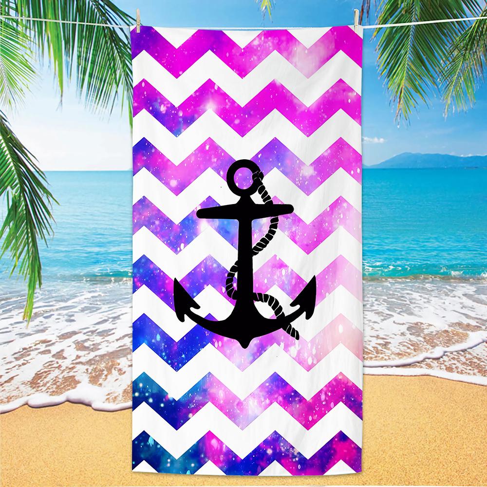 

Nautical Pattern Beach Towel, Digital Printing Thin Quick-Dry Anti-Sand Microfiber Lightweight for Swim Yoga Travel Gym Gift W30*H60(CM)