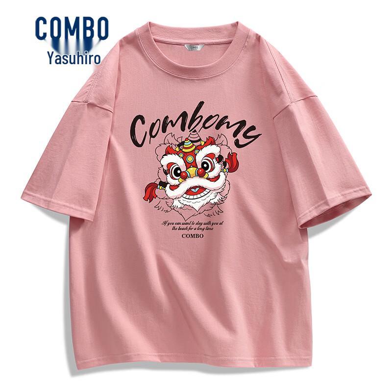 Kangbo Unisex Loose Fit Cool-Touch Cotton Lion Dance T-Shirt M