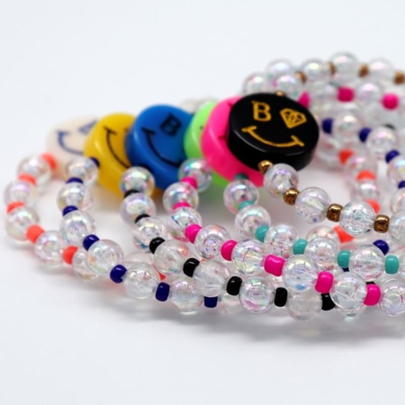 BONBEAU Color smile transparent ball Bracelet Smile transparent ball fashion bead bracelet 6 colors