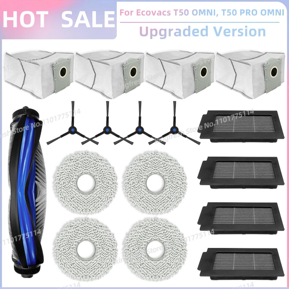 Fit For ECOVACS T50 PRO OMNI / T50 OMNI Vacuum Parts Main Roller Side Brush HEPA Filter Mop Cloth Dust Bag