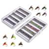 50Pcs/set Fly Fishing Lures Bass Salmon Trout Flies Fishing Tackle Dry/Wet Fishing Feather Baits Fly Fishing Flies Kits