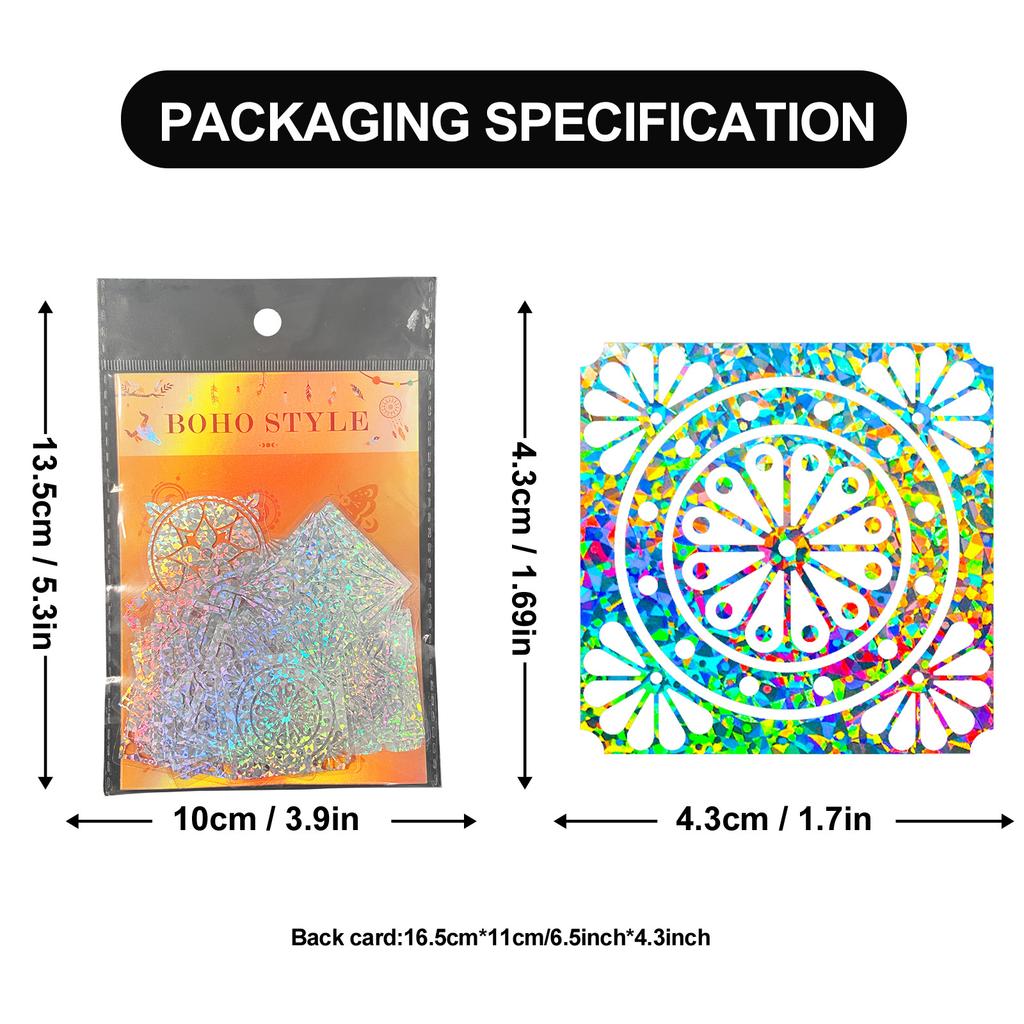 50 Bohemian Window Grilles Transparent Laser Stickers Streamer Floating Painting Pet Transparent Card Laser Ins Wind Goo Card