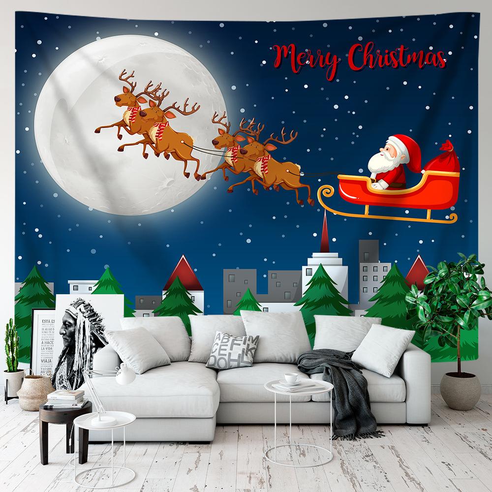 Cartoon Tapestry Christmas Wall Hanging Background Cloth Room Party Decoration