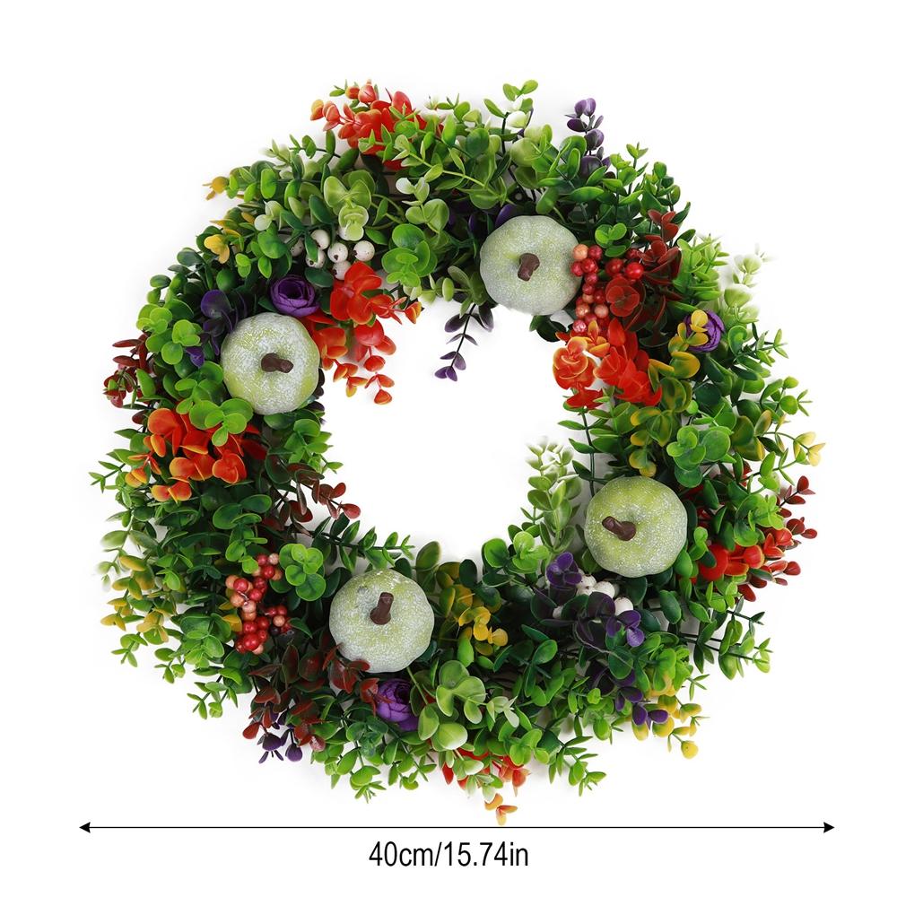 

Осенний декоративный венок, венок на входную дверь на День благодарения, декор стены окна, венок из белых тыкв и лютиков в фермерском доме 40cm