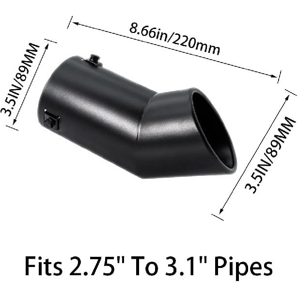 Car Stainless Steel Exhaust Tips Fit 2.75 To 3 Inch Car Exhaust Pipe Modification Tail Throat Tail Pipe Steel Exhaust Tips Finish Tailpipe Black