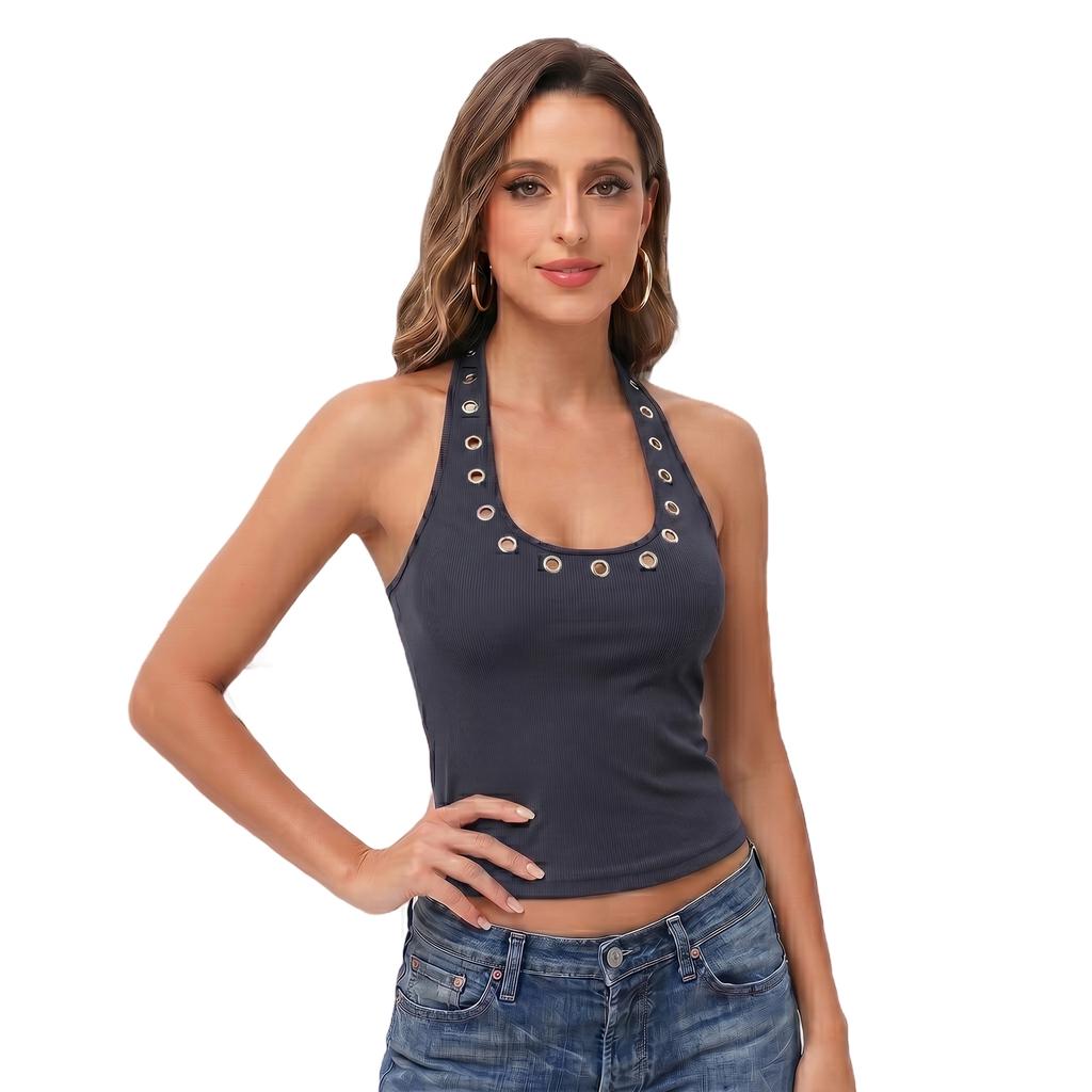 Women Neck Tank Top with Fitted Sleeveless Stretchy Knit Casual Basic Shirt for Everyday Wear