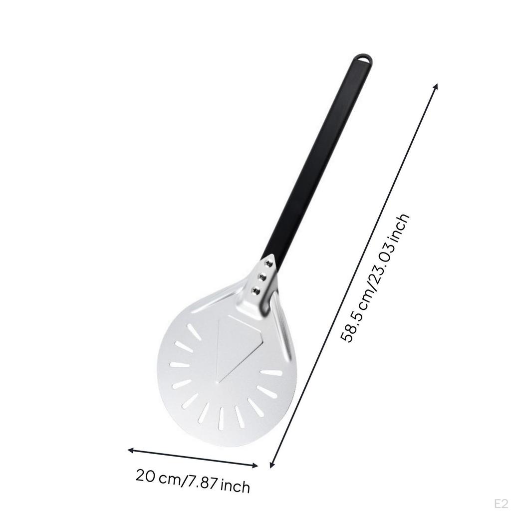 Perforated Pizza Peel Lightweight with Hanging Loop for Home Cooks L Blk Handle