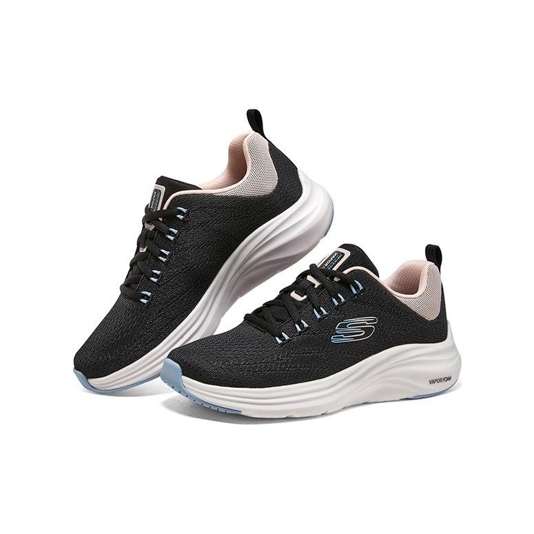 Skechers Vapor Foam Cloud Fabric Comfortable Daily Shock Absorbing Breathable Mid-Top Lifestyle Casual Shoes Women sneakers Black White 150022-BKMT