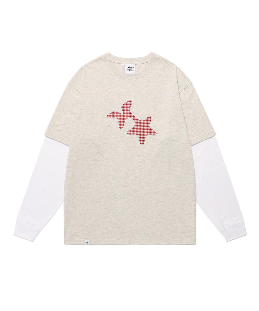 Cabisi Check Twin Star Layered Ls Tee Oatmeal(Cv2Ffut578A)