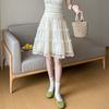 Lace Skirt Women's Summer Thin A Word 5 Points Cake Skirt Sweet Trendy Elastic Waist Polka Dot Mesh Tiered Mini Skirt