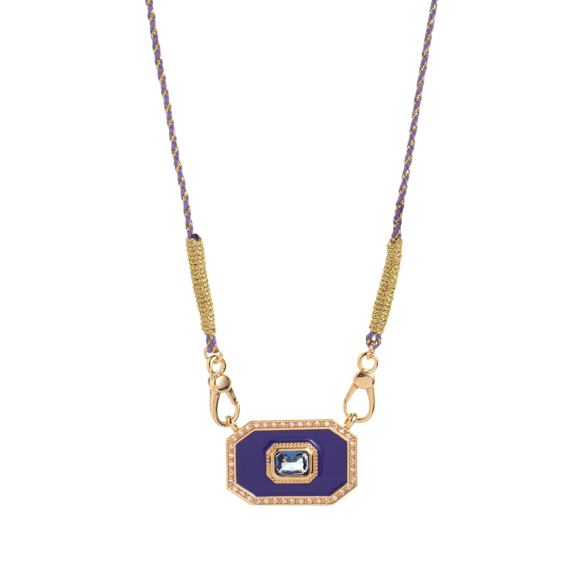 

Color Tarot Square Pink Oil Drip Diamond Fashion Niche Design Necklace Female синій