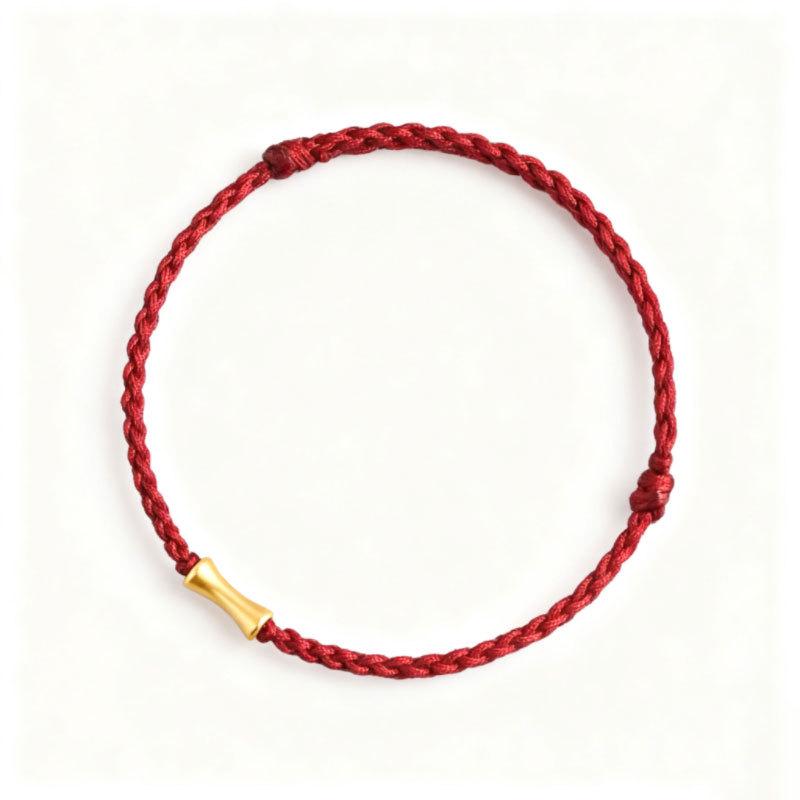 Pure Gold 999 Zodiac Red String Bracelet with Luck Beads for Baby's Full Moon or New Year