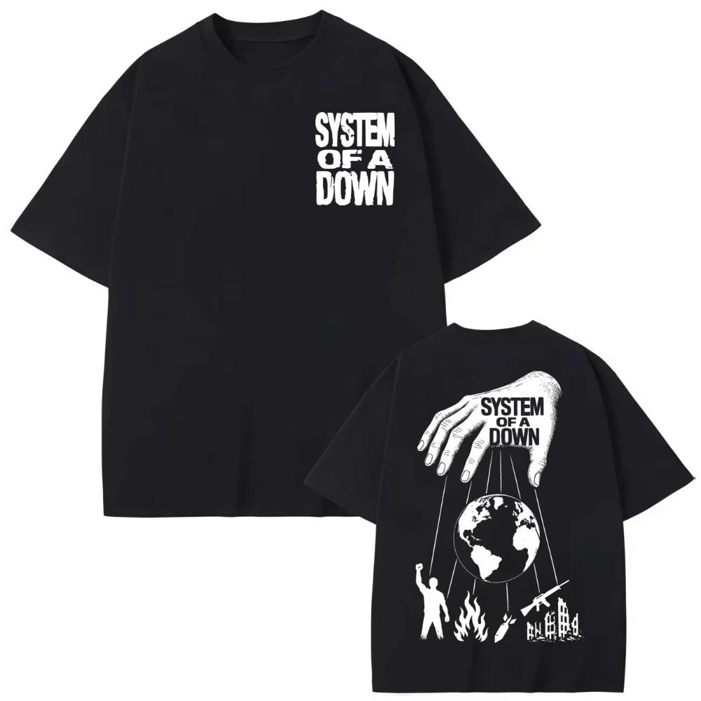 

System of A Down Футболки с двусторонней печатью Мужская Женская Одежда Рок Мода Футболки Высококачественный Хлопок Футболка с коротким рукавом M