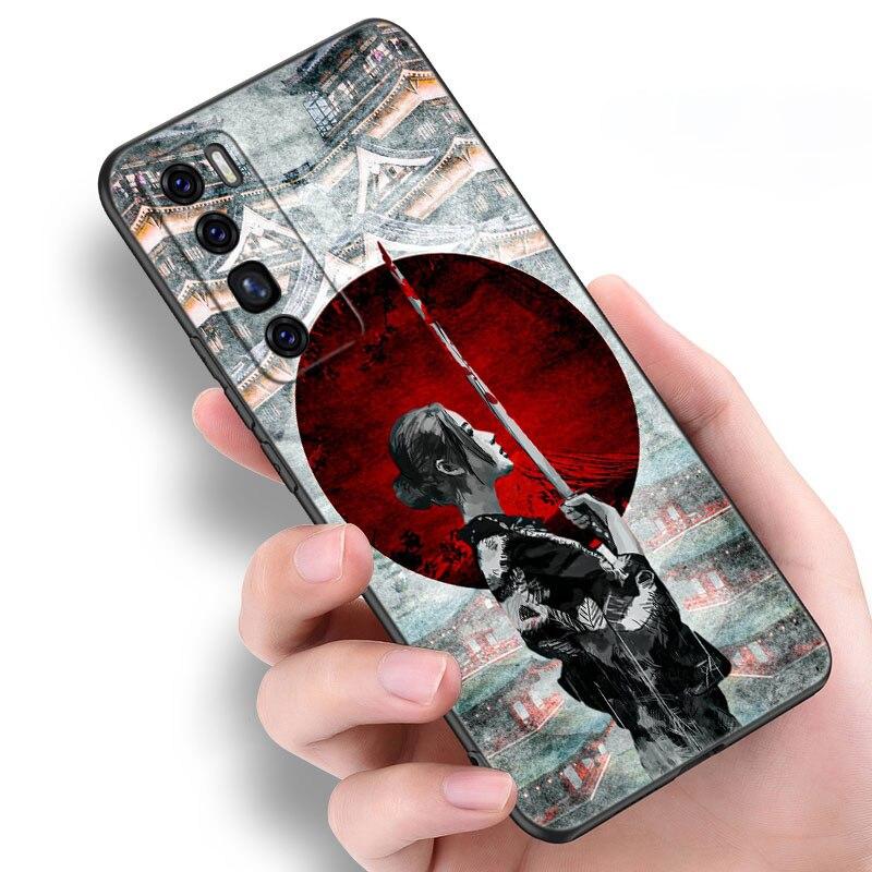 Japanische Samurai Hülle für Huawei NOVA 8 9 Pro 8i 7i 7SE Y60 5T Mate 40 30 20 10 Lite Honor 50 30 Premium Pro Plus 30S Weiche Hülle