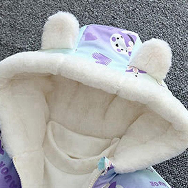 2-10 Jahre Kinder Mädchen Warmer Kapuzenmantel Winter Winddicht Reißverschluss Fleecejacke