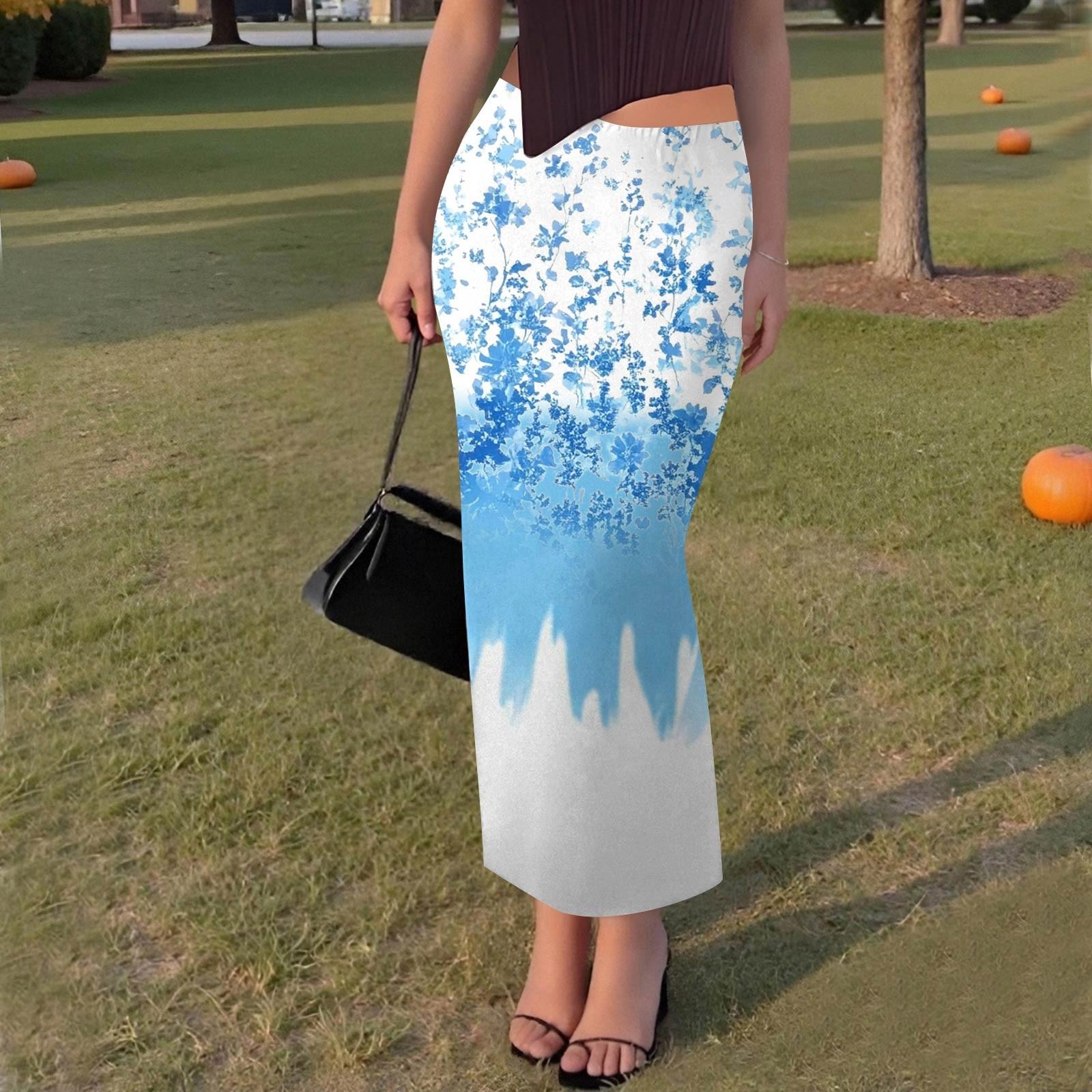 

Женская повседневная модная юбка с разрезом «рыбий хвост» с градиентным принтом, эластичная узкая юбка до середины тела XXL