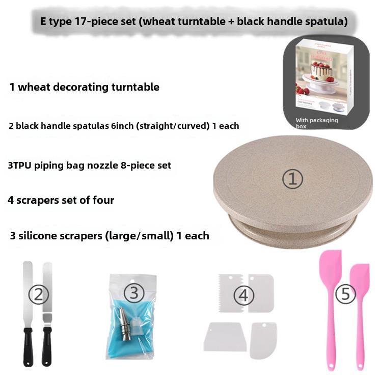 Wheat Straw Cake Turntable Decorating Set - Rotating Baking Tool for DIY Projects