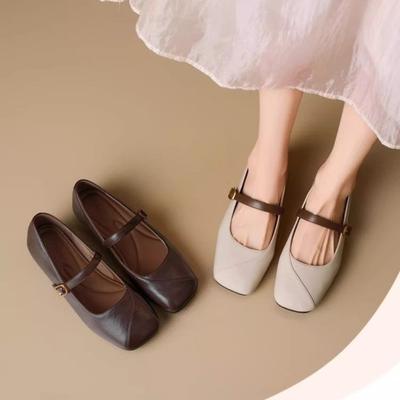 Fashion 2025 Spring New Retro Women Flat Ballet Shoes Fashion Sneakers Square Toe Ladies Casual Mary Jane Slingback Shoes Designer Shoes