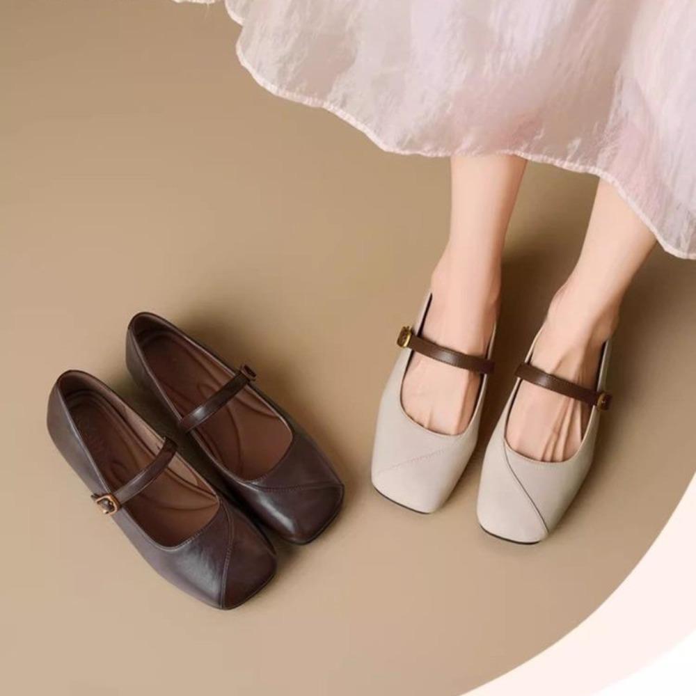 Moda 2025 Wiosna Nowe Retro Damskie Płaskie Baleriny Modne Sneakersy Kwadratowy Nosek Damskie Casualowe Buty Mary Jane Slingback Buty Projektanta