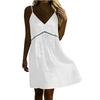 Women's Casual Spaghetti Strap V Neck Hollow Out Dress Summer Lightweight Loose Fit Sleeveless Mini Dress for Outdoor Daily Wear