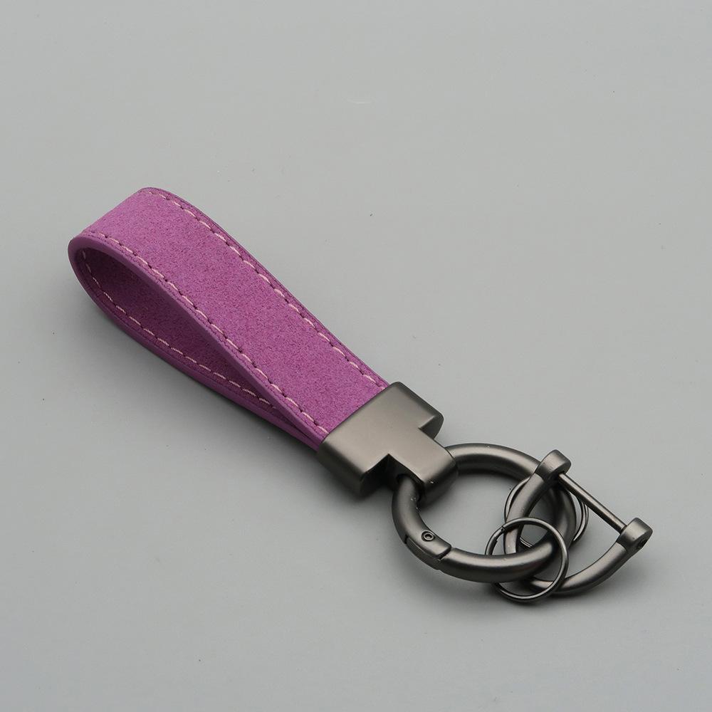 Laser Custom Logo Keyring Box Set Gift Personalized Name Number T Buckle Suede Leather Keychain Bag Car Key Chain Men’s Women‘s