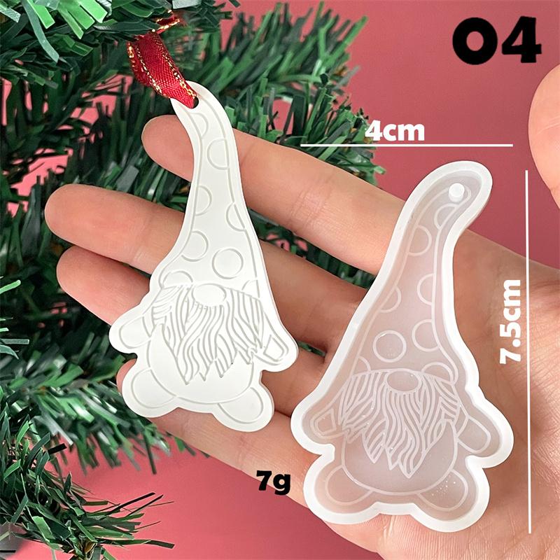 Christmas Ornament Silicone Mold DIY Handmade Santa Claus Pendant Keychain Plaster Epoxy Resin Jewelry Casting Molds Home Decor