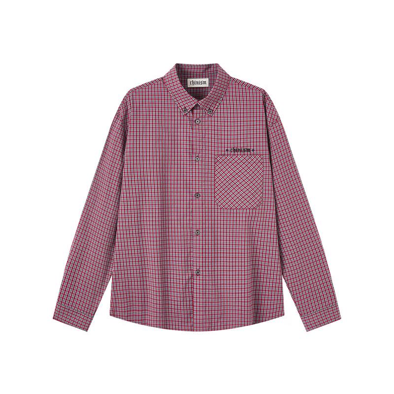 CHINISM Lightweight Embroidered Plaid Shirt