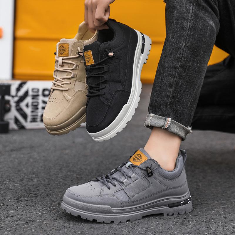 Fashion Men's Sneakers High Top 2024 New Autumn/winter Trendy Workwear Casual Shoes Thick Soled Lace Up Anti Slip Comfort Shoes