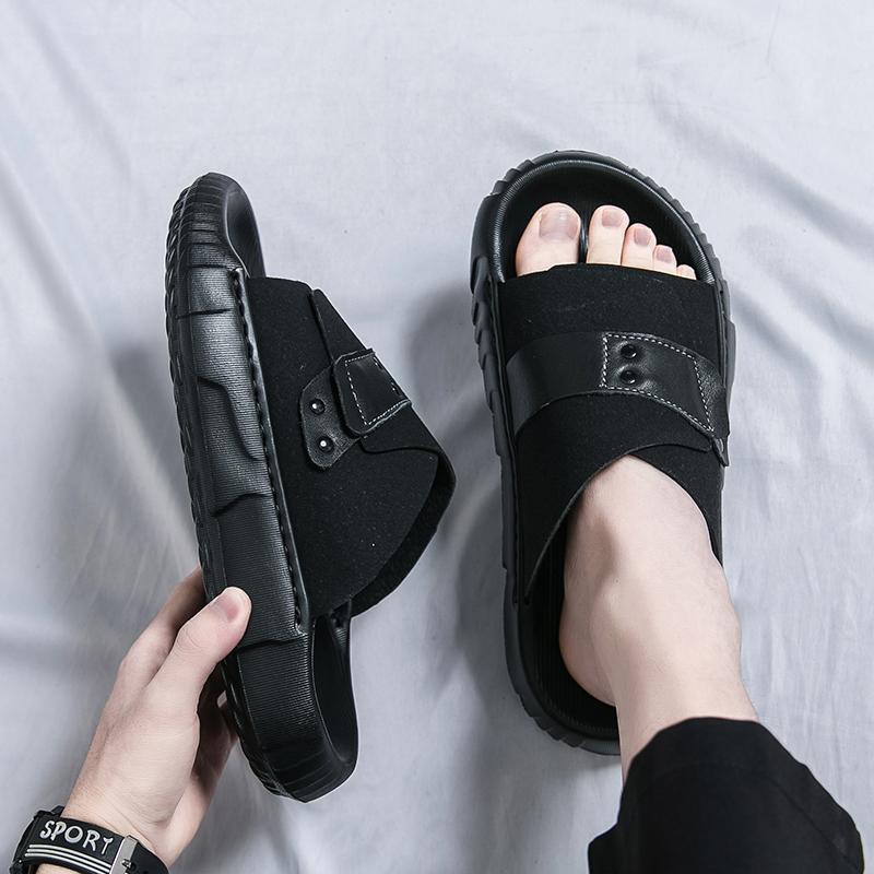 Fashion Summer Beach Shoes Men Flat Heel One Foot Lightweight Comfortable Fashionable Slippers Outdoor Business Sandals Men Sizes 38-45