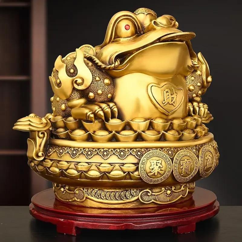 Copper Animal Golden Toad Ornaments Treasure Bowl Three-legged Home Office Decorations Crafts