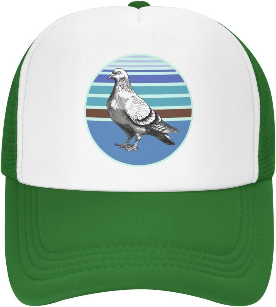 Pigeon Graphic Print Polyester Mesh Trucker Hat Vintage Style Casual Adjustable Baseball Cap for Adults