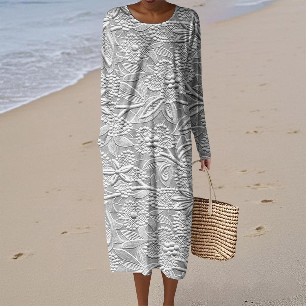 Women's Fashion Casual Sleeveless Round Neck Solid Color Elegant Temperament Dress