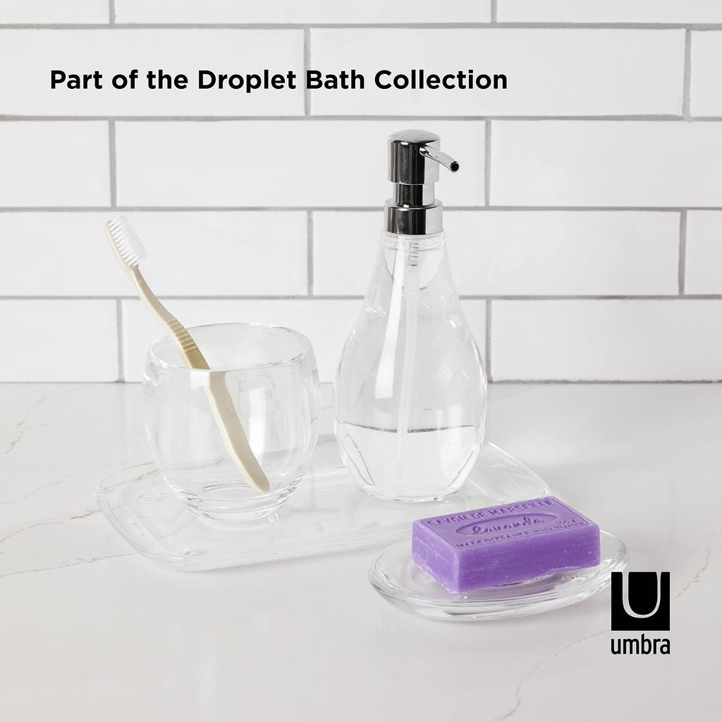 Umbra Hand Soap Dispenser, BathroomKitchen, Soap Pump, Soap Bottle, Simple and Stylish, Hand Wash, 296ml, Droplet, Clear, 2020163165