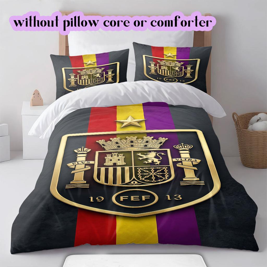 Spain Football Soccer Pattern Bedding,Quilt Set Quilt Cover Pillowcase Home Birthday Gift (1*duvet Cover+2*pillowcase,without Core)