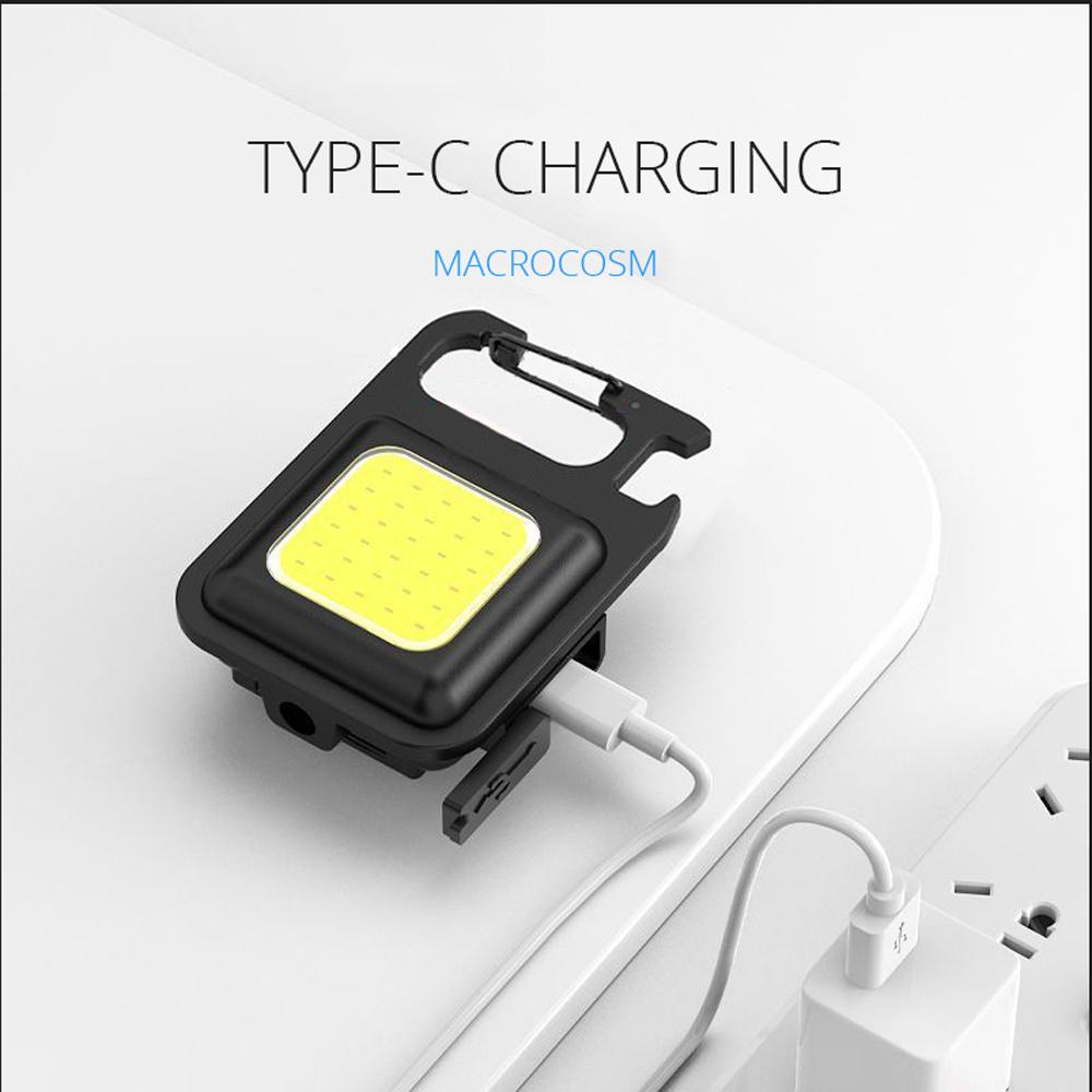 Super Bright Mini COB Keychain Portable light Flashlight Charging Lamp Camping Lights with Magnet 4 Lighting Modes Forwork Light