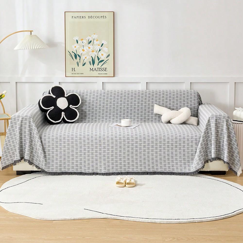 1PC Cotton Blend Woven Sofa Cover for Loveseat Recliner Sofa Bed Washable Thick Breathable Fabric Living Room Bedroom