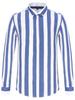 Men's Spring Summer Color Block Striped Dress Shirt Without Pocket Wrinkle-Resistant Button-down Long Sleeve Lightweight Shirts