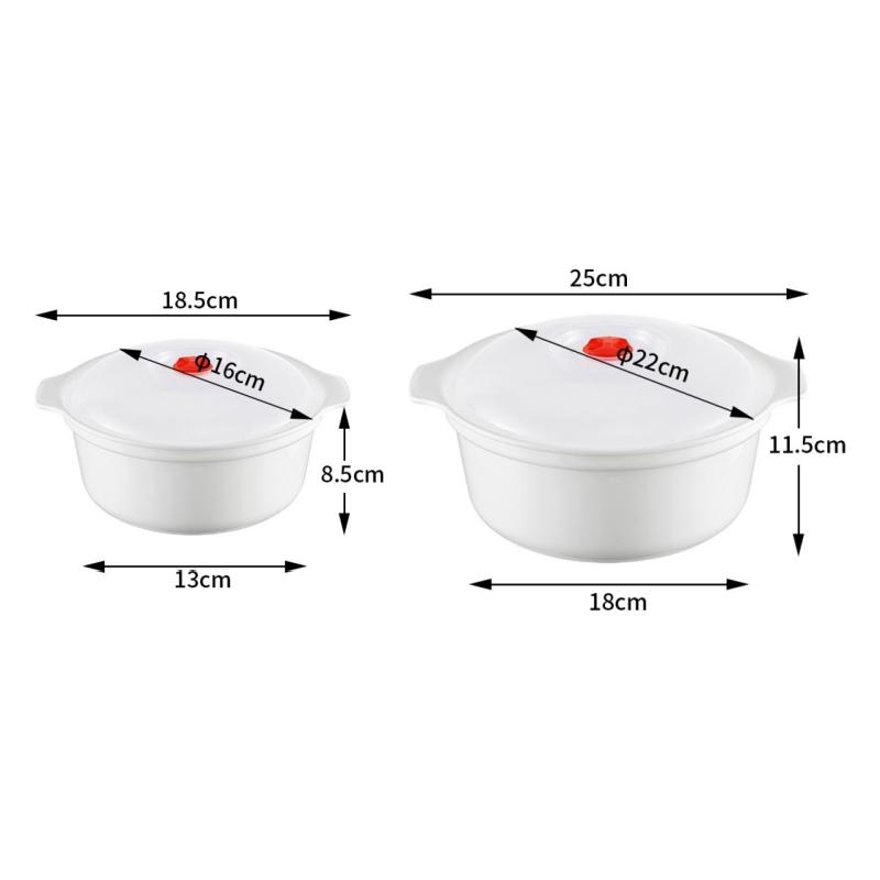 2Pcs Two Ear Round Microwave Lunch Box Household Plastic Heating Fresh Keeping Box With Lid Steamed Bun Instant Noodles Bowl
