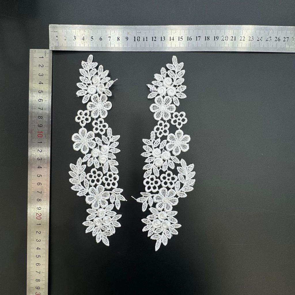 Lace Embroidery Pair Of Flowers, Polyester Light Embroidery Symmetrical Flower Pieces, Water-Soluble Lace, Hollow Lace Accessories Cloth Sticker