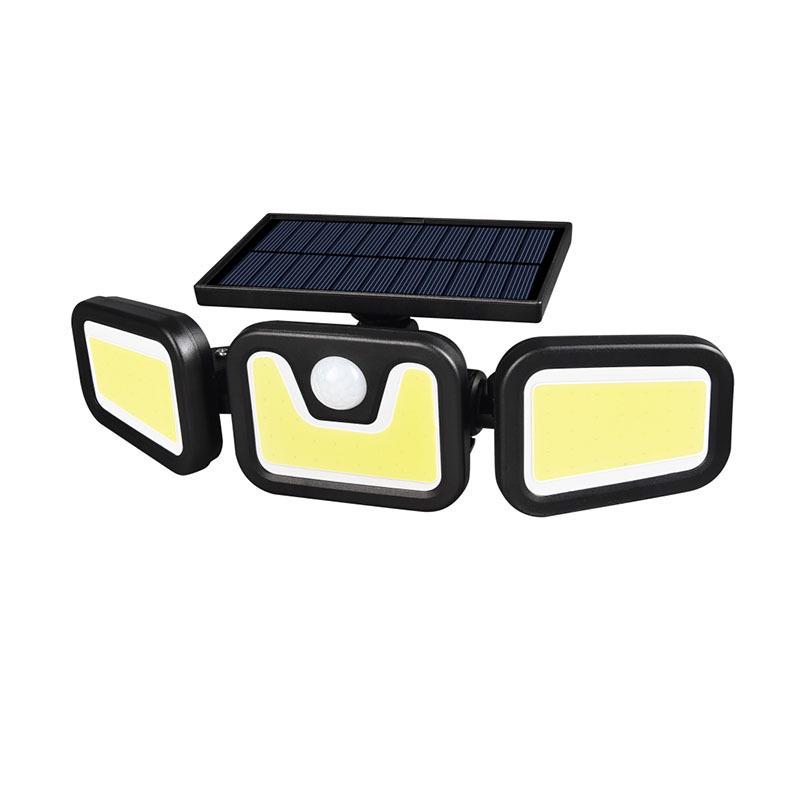 Three-Head LED Solar Motion Sensor Outdoor Wall Light, Waterproof for Garden, Courtyard, Fence, and Home Lighting.