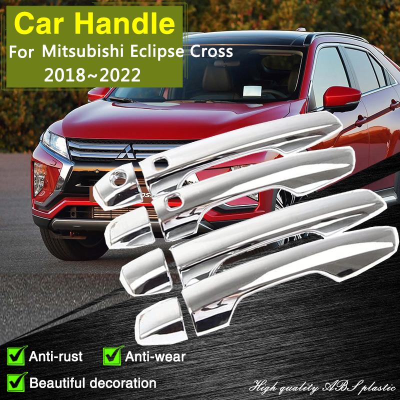 For Mitsubishi Eclipse Cross 2018     Chrome Door Handle Cover Trim Car Cap Exterior Styling Accessories Sticker