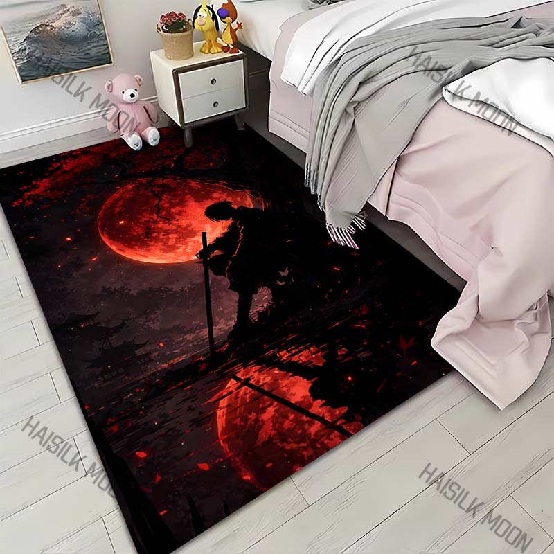 

Blood moon samurai silhouette lakeside Print Carpet for Living Room Bedroom Sofa Home Decor Rus Non-slip Floor Mat Luxury Gift 40x60cm